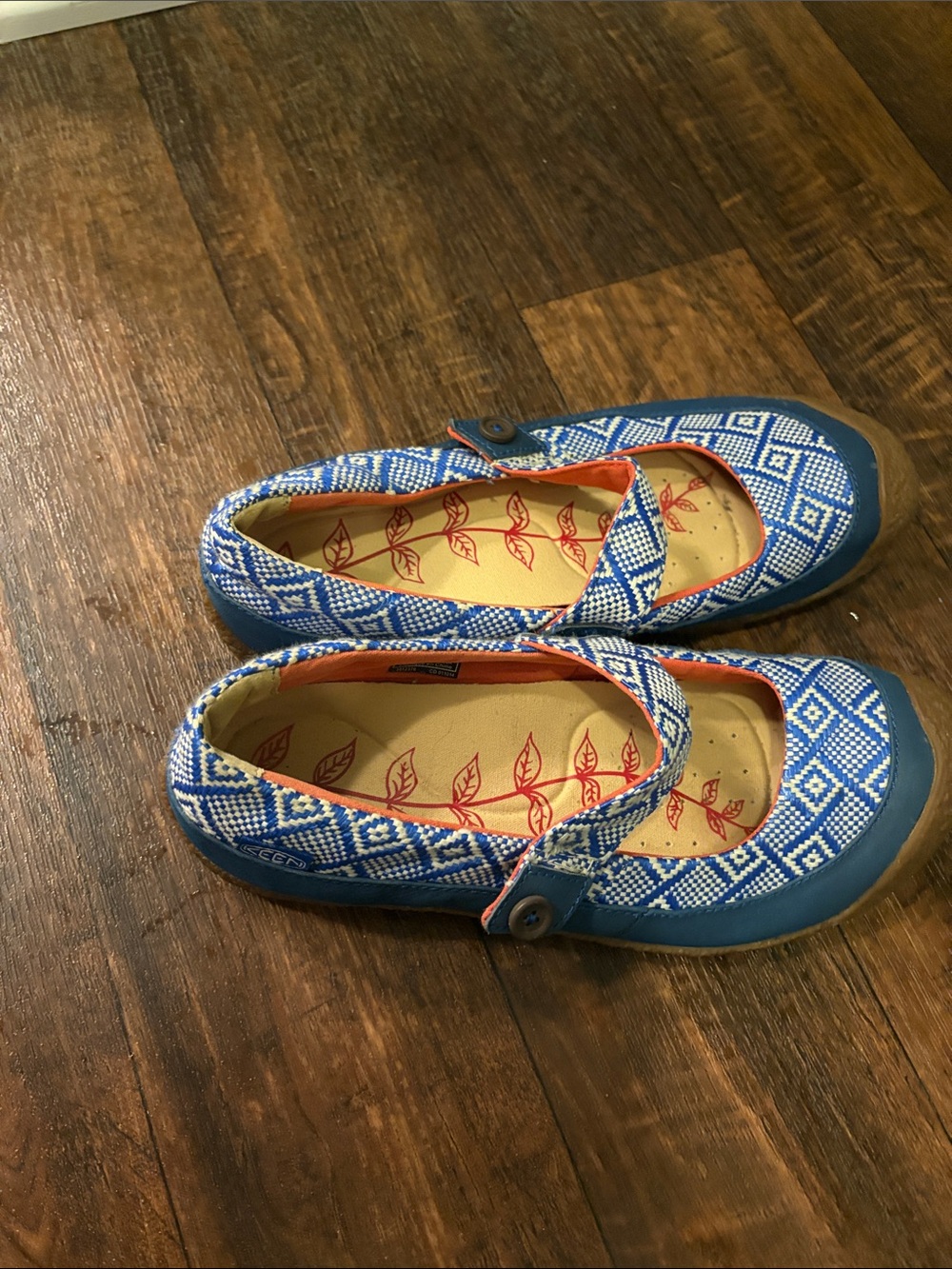 Blue Patterned Keen Mary Jane Shoes